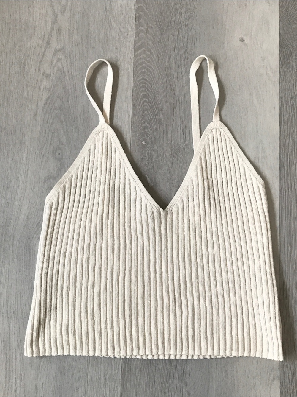 ZARA IVORY KNIT V NECK PULLOVER CROP CAMISOLE TANK M